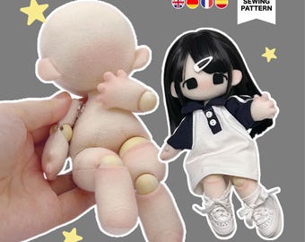 17cm Joint Plush Doll Sewing Pattern & Tutorial (English/Español/Deutsch/Français）