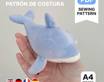 Dolphin Plush Sewing Pattern & Tutorial - Digital Download - (PDF English/Español/Deutsch/Français）