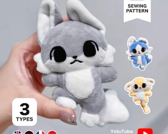 10cm Furry Pocket Fursona Plush Sewing Pattern & Tutorial (English/Español/Deutsch/Français）