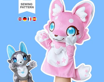 Fursona Hand Puppet Plushie Sewing Pattern & Tutorial (English/Español/Deutsch/Français）