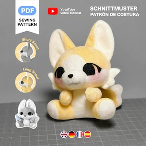 9 cm sittande Fursona pälsdjur sömnadsmönster och handledning (engelska/spanska/tyska/franska)