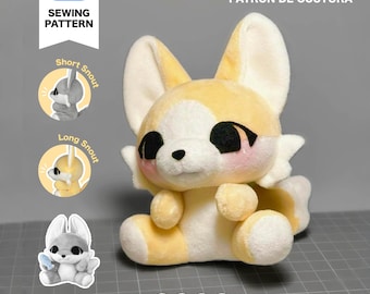 9cm Sitting Fursona Furry Plush Sewing Pattern & Tutorial (English/Español/Deutsch/Français）