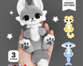 Fursona Bag Charm Plushie Sewing Pattern & Tutorial (English/Español/Deutsch/Français）