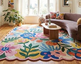 Hand-Tufted Wool Floral Rug | Modern Botanical Design