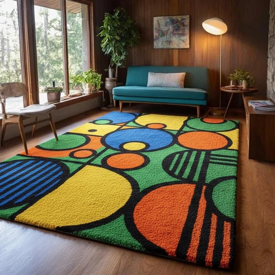 Abstract Geometric Hand-tufted Wool Rug | Hand-tufted Multicolor ...