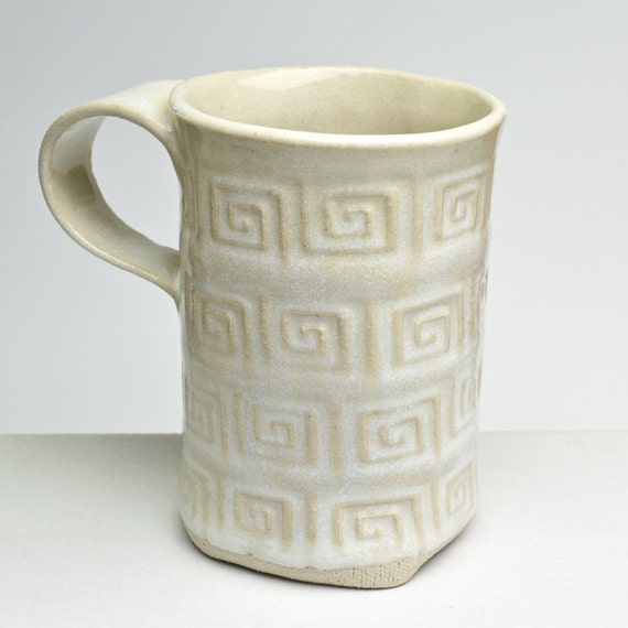 Handbuilt Stoneware Mug Buttermilk Glaze Etsy