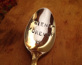 Hand Stamped Silver Spoon, Handstamped Silverware, Girlfriend Gift, Boyfriend Gift, Stamped Vintage Spoon, Daughter Gift, Friends Forever