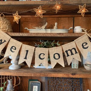 Welcome Banner, Burlap Welcome Banner, Welcome Party Banner, Welcome to our Home Banner. image 1