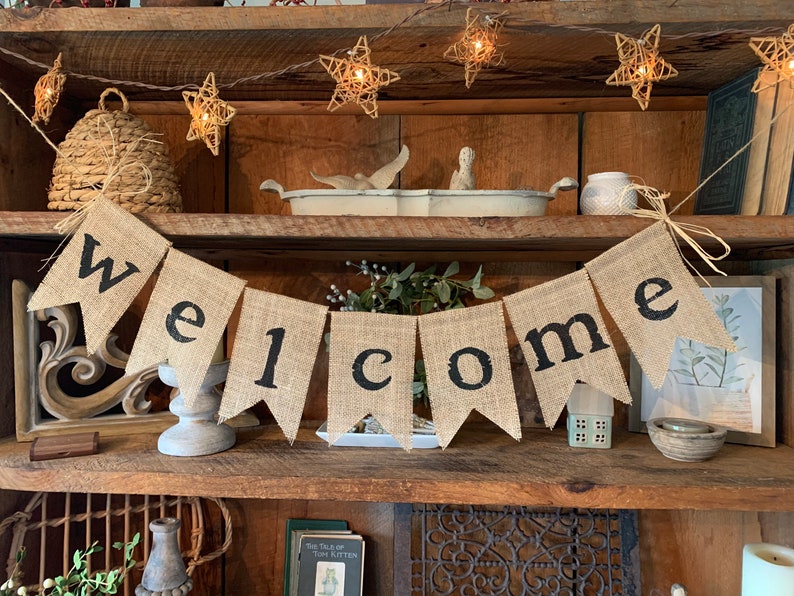 Welcome Banner, Burlap Welcome Banner, Welcome Party Banner, Welcome to our Home Banner. image 1