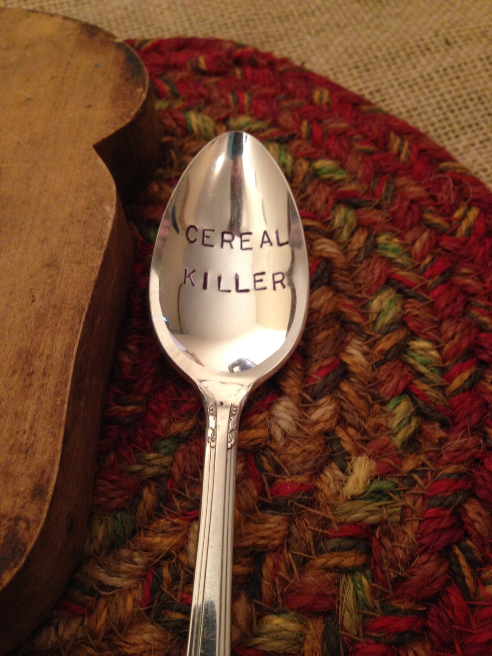 Hand Engraved Silver Spoon Hand Stamped Silver Spoon Cereal Etsy