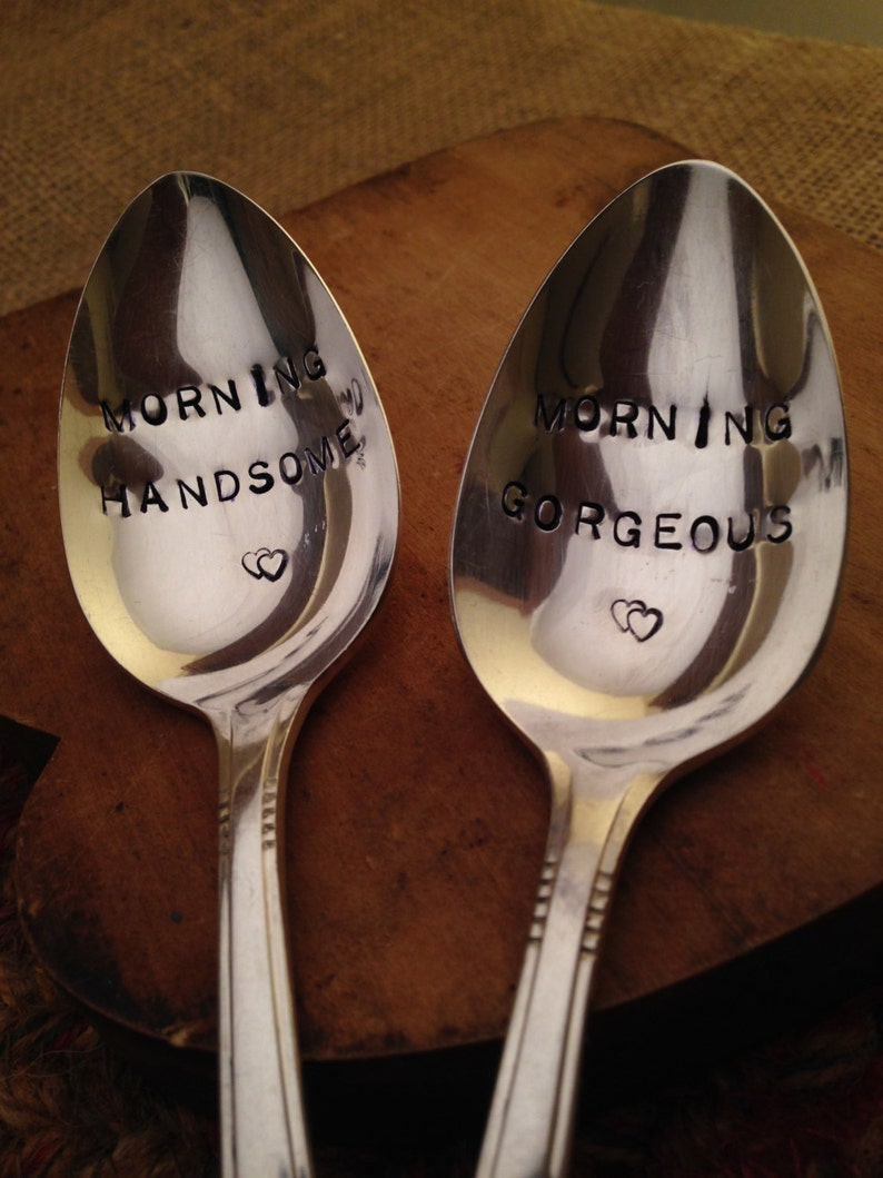 Hand Stamped Silver Coffee Spoons Handstamped Cereal Spoons Etsy