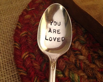 Hand Stamped Silver Spoon, Handstamped Silverware, Girlfriend Gift, Boyfriend Gift, Valentins Day Gift, Daughter Gift, Grandparent Gift