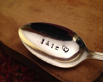 Hand Stamped Silver Spoon, Valentine's Day Gift, Girlfriend Gift, Boyfriend Gift, Stamped Vintage Spoon, Engraved Spoon