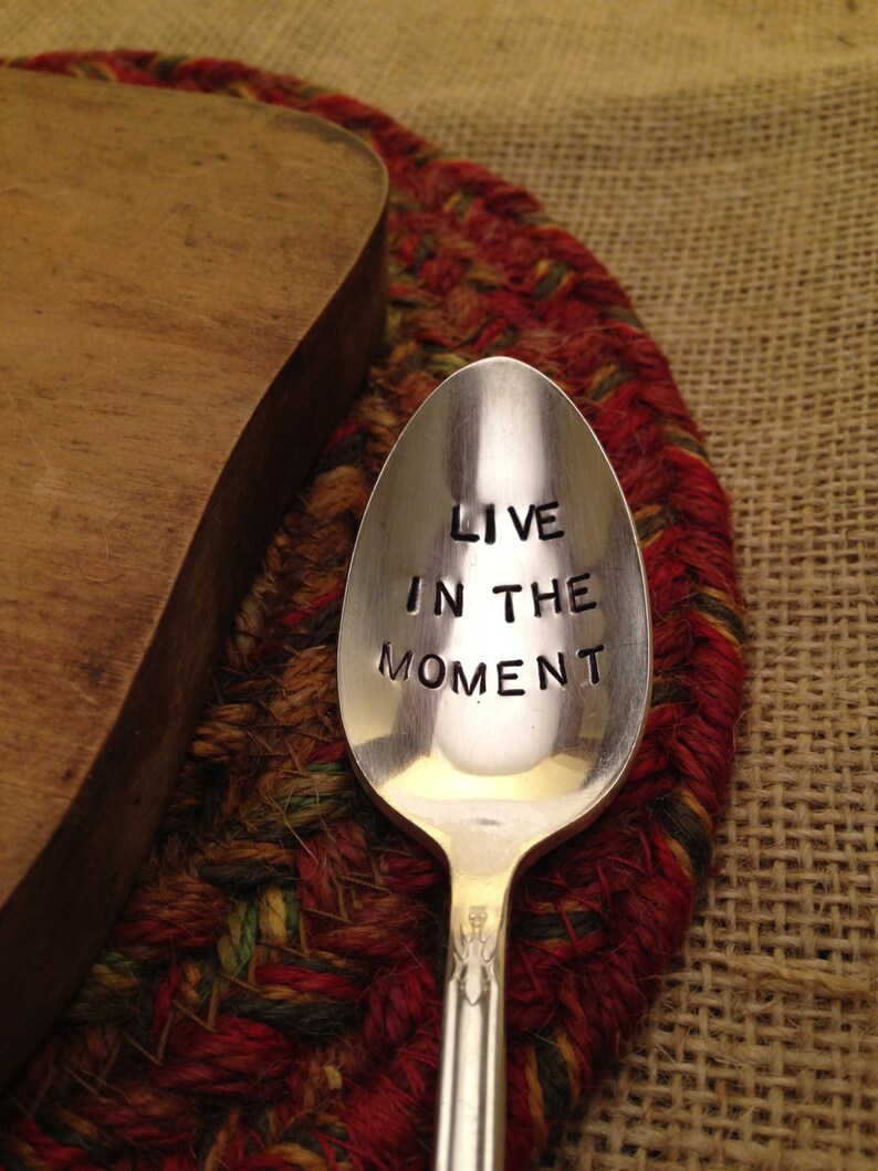 Engraved Silver Coffee Spoon Hand Stamped Silver Spoon Etsy