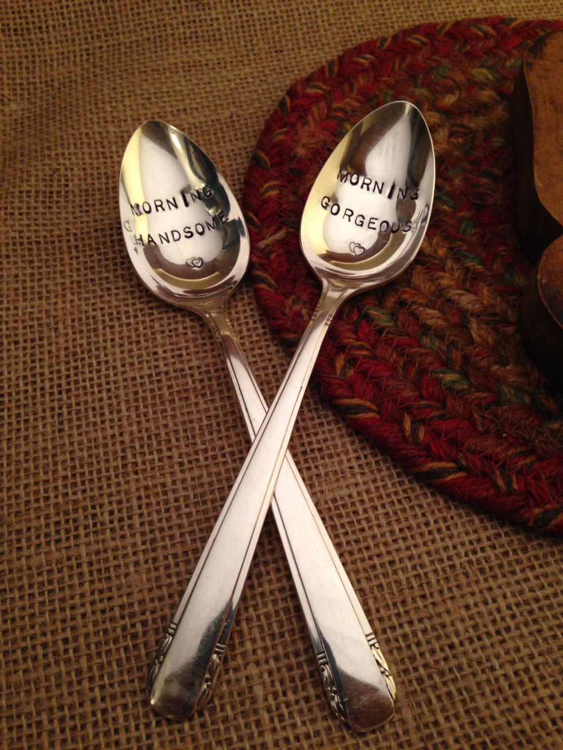 Hand Stamped Silver Coffee Spoons Handstamped Cereal Spoons Etsy