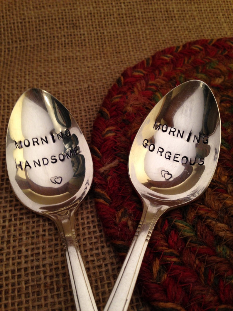 Hand Stamped Silver Coffee Spoons Handstamped Cereal Spoons Etsy