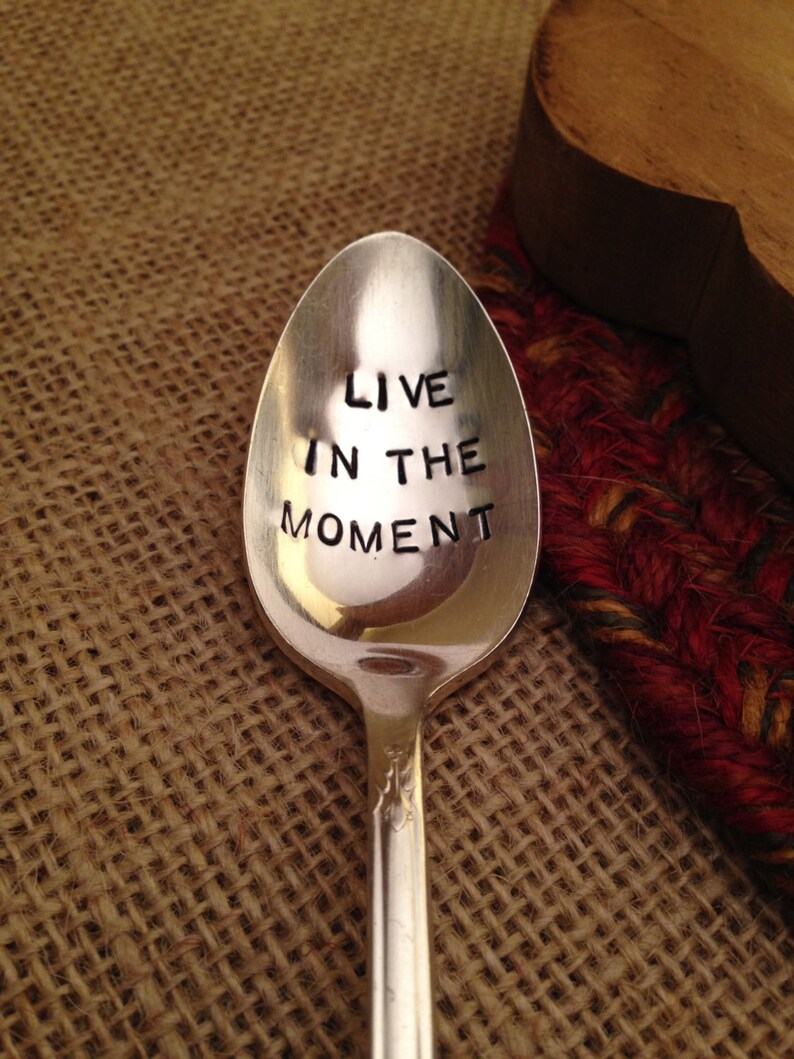 Engraved Silver Coffee Spoon Hand Stamped Silver Spoon Etsy