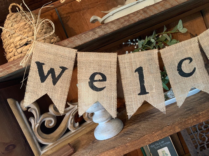 Welcome Banner, Burlap Welcome Banner, Welcome Party Banner, Welcome to our Home Banner. image 2