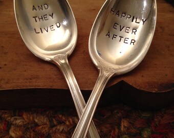 Hand Stamped Silver Soup Spoons, Vintage Soup Spoons, Ice Cream Spoons, Wedding Gift, Unique Gift, Christmas Gift, Shower Gift, Bridal