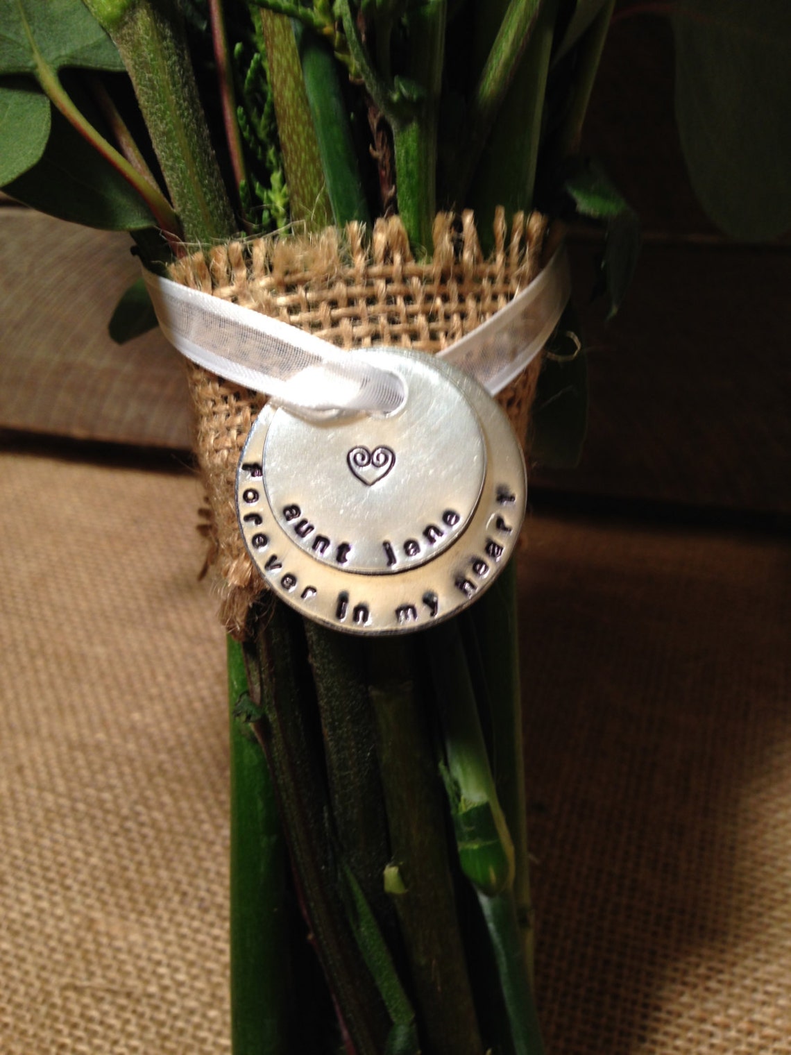 Hand Stamped Bridal Bouquet Memorial Charm Stamped Memorial Etsy
