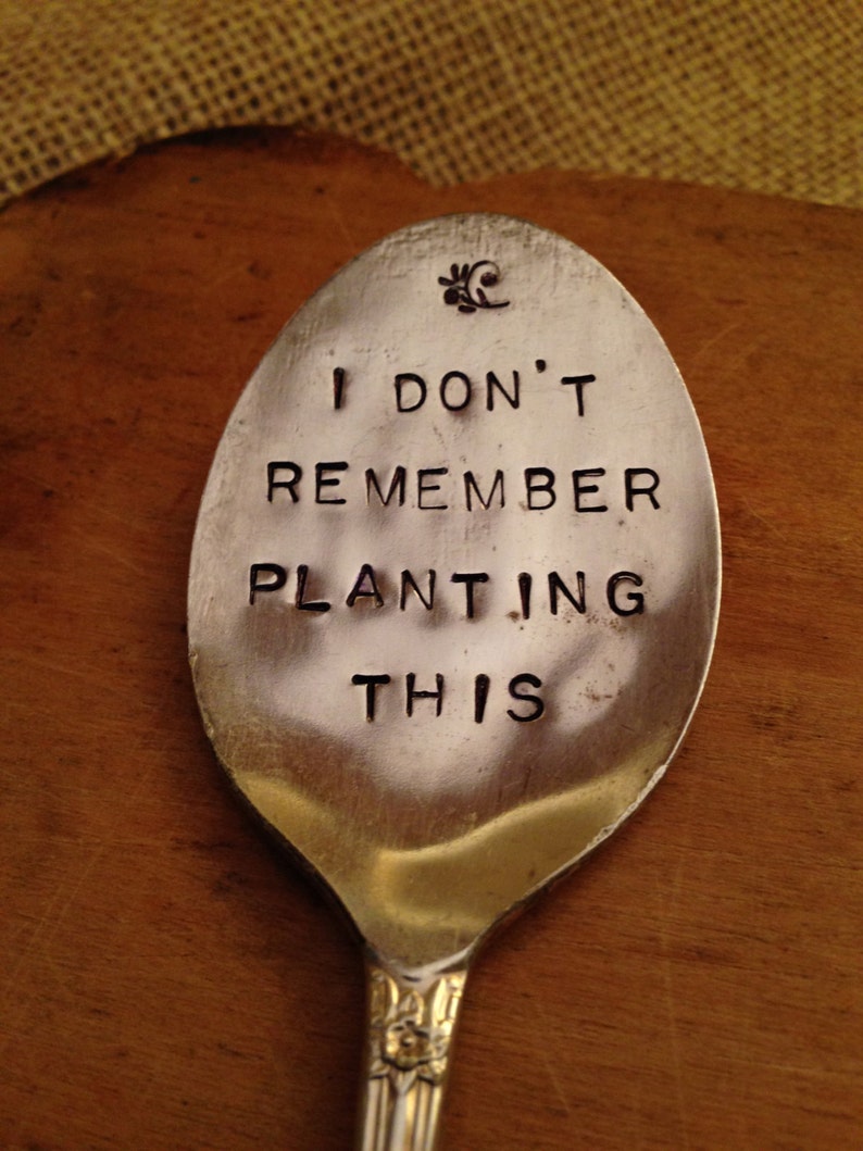 Hand Stamped Silver Garden Spoons, Garden Spoons, Garden Markers, Herb Garden Markers, Christmas Gift, Hostess Gift, Gift for the Gardener image 2