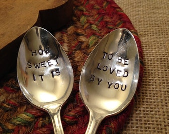 Handstamped Spoons, Hand Stamped Vintage Coffee Spoon, Hand Stamped Vintage Silver Spoons, Stamped Spoons, Hostess Gift, Wedding Gift