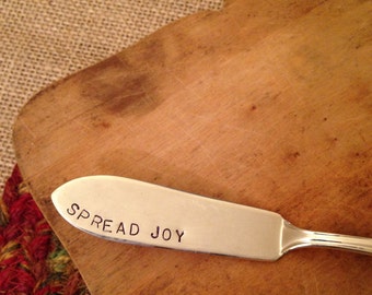 Hand Stamped Silver Spreader, Silver Spreader, Hand Stamped Silverware, Hostess Gift, Holiday Gift, Christmas Gift, Tableware