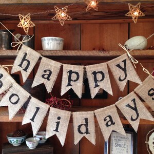 Happy Holidays Burlap Banner, Christmas Bunting, Holiday Bunting, Christmas Banner, Christmas Burlap Bunting, Christmas Decor, Party Deco image 5