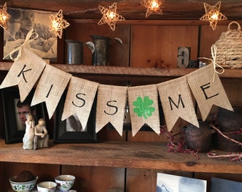 St. Patricks Day Bunting, St. Paddys Bunting, Kiss Me Bunting, Kiss Me I'm Irish, St. Patricks Garland, Lucky Bunting, St. Patricks