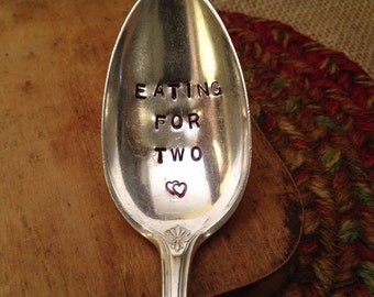 Hand Stamped Silver Spoon, Vintage Spoon, Vintage Teaspoon, Christmas Gift, Holiday Gift, New Mom Gift, Baby Shower Gift, Pregnancy Gift