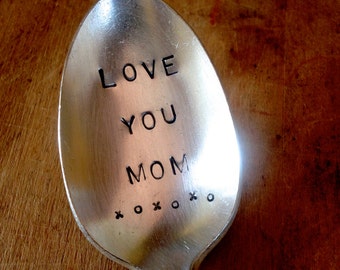 Hand Stamped Silver Teaspoon, Stamped Vintage Spoon, Mother's Day Gift, Vintage Silver Spoon, Engraved Spoon, Birthday Gift Idea, Silverware