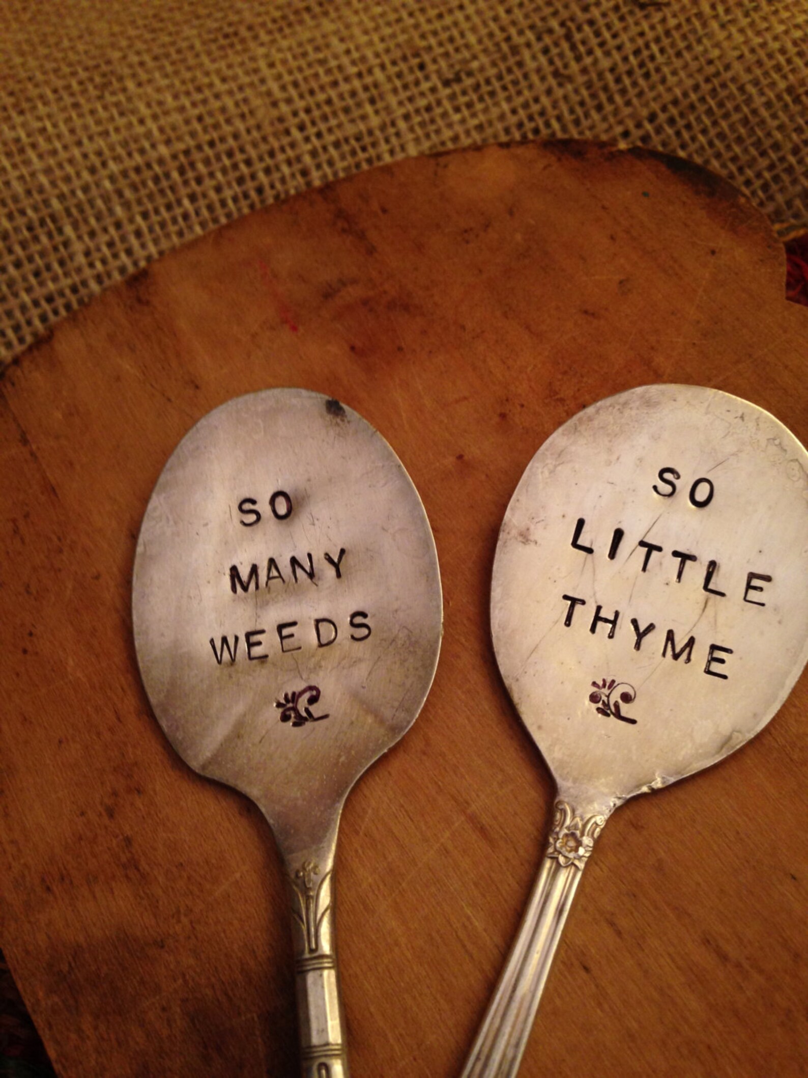 Hand Stamped Spoons Garden Spoons Stamped Spoons Herb Etsy