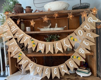 Gender Reveal Banner, What Will It Be Banner, Burlap Baby Reveal Banner, Lemon Baby Banner, Custom Baby Banner, Gender Reveal Party Decor,