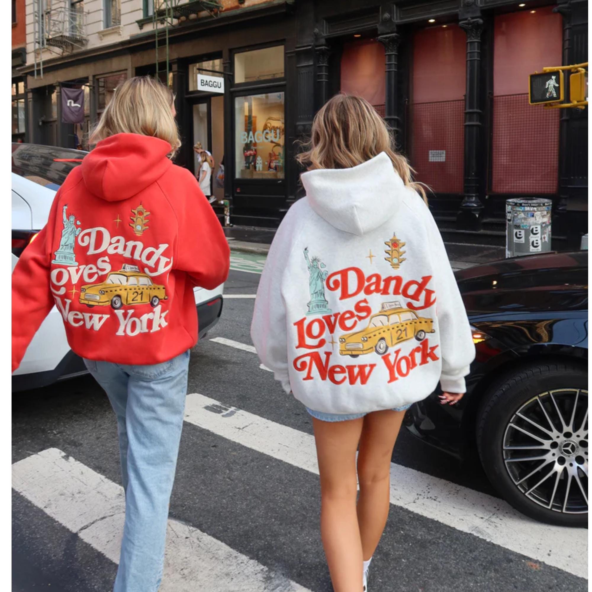 Sweat à Capuche Avec Croquis De New York Et Cœur - Design Mignon Pour Enfants Et Femmes, Coupe Classique, 241 G