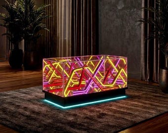 Infinity Mirror Coffee Table, Handmade  LED Furniture, 36 x 18 in