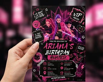Kpop Demon Hunters Birthday Invitation | Neon Purple Anime Party Invite (Digital Download)