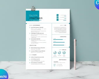 ATS Resume Template Canva Editable CV Professional Resume Template Modern Simple Resume Word Friendly CV Instant Download