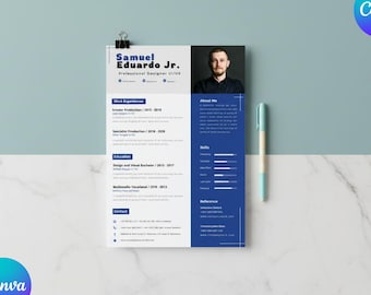 UI UX Resume Template Canva Editable Modern Resume CV Professional Creative Resume with Photo Designer Resume Instant Download