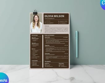 Executive Resume Template Canva Editable Professional CV Template ATS Friendly Modern Resume with Photo Corporate Job Resume Download