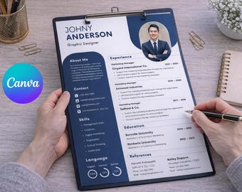 Professioneller Lebenslauf & Anschreiben für Word|Pages, Canva|Bewerbungsvorlage