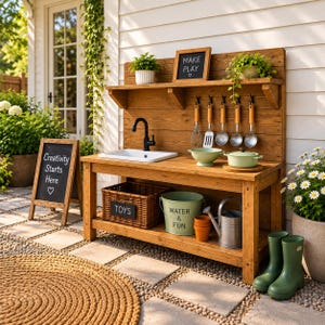 Kids Outdoor Mud Kitchen Plans, DIY Mud Kitchen, Outdoor Play Kitchen, Wooden Play Kitchen Plans, Mud Kitchen PDF, Woodworking Plans