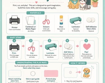 Vet Pretend Play Printable PDF | Pet Care Busy Book | Preschool Kids Animal Activity Digital Download