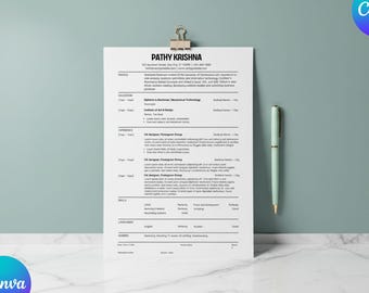 ATS Resume Template Word Editable Professional CV Minimal Resume Modern Clean Resume Template Job Winning CV Instant Download