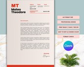 Modern Cover Letter Template Canva | Professional Resume Cover Letter | Editable Job Application Letter | Minimalist CV Letter