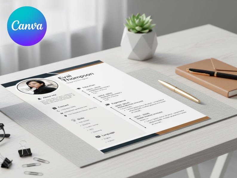 Editable Modern Resume Template & Cover Letter | Canva Job Application ...