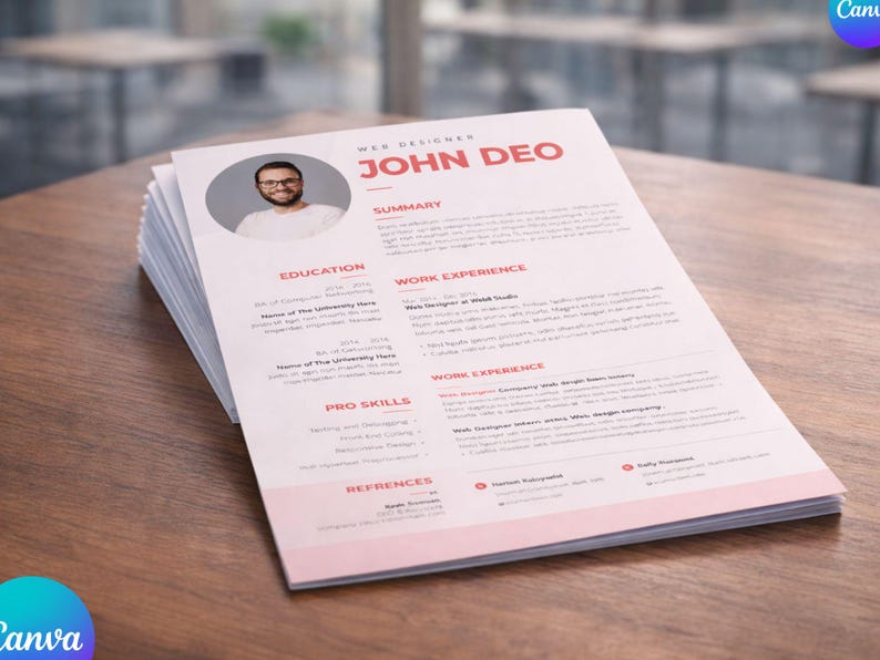 ATS Friendly Resume Template Canva | Minimalist Clean CV Design ...
