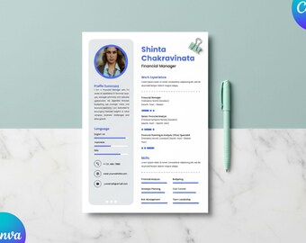 Modern Resume Template Canva Editable CV Professional Resume Template Clean Minimal Resume Word Resume Instant Download Job Application