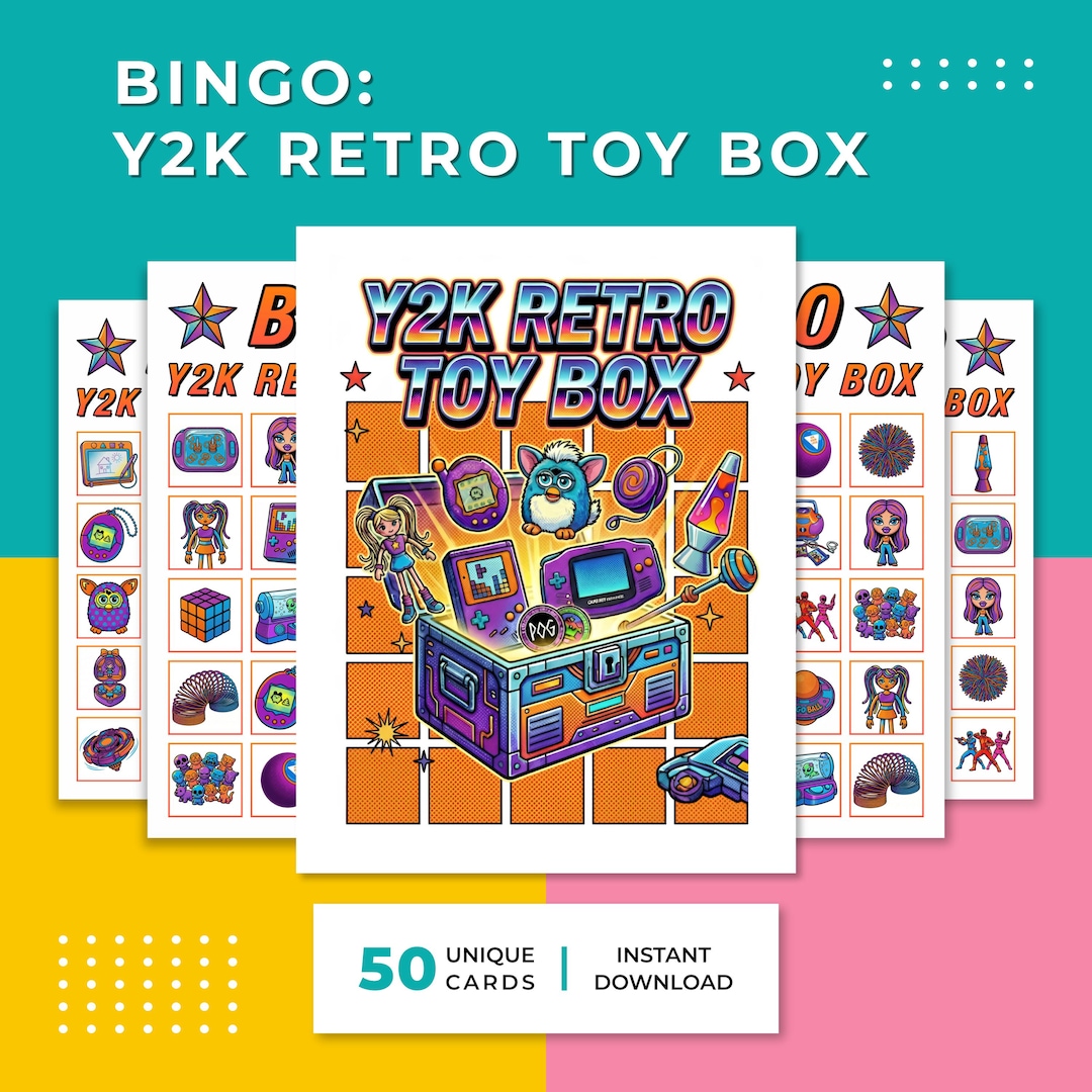 Y2K Bingo Retro Toy Box - Nostalgic 2000s Party Game, Instant Download ...