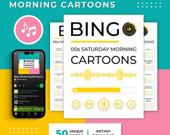 Sound Bingo Cartoons uit de jaren 00, Y2K Nostalgia Music Game, Millennial Party digitale download