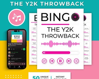 Bingospel Y2K-geluid | Trivia-feest met muziek uit de jaren 2000 | Afdrukbare throwback hits boybands